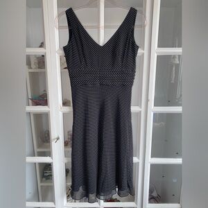 Ann Taylor Black and White Polka Dot Silk Midi Dress